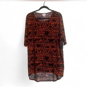 LuLaRoe Top Sz XL Irma Geometric Print Tunic Oversized High/Low Closet Staple